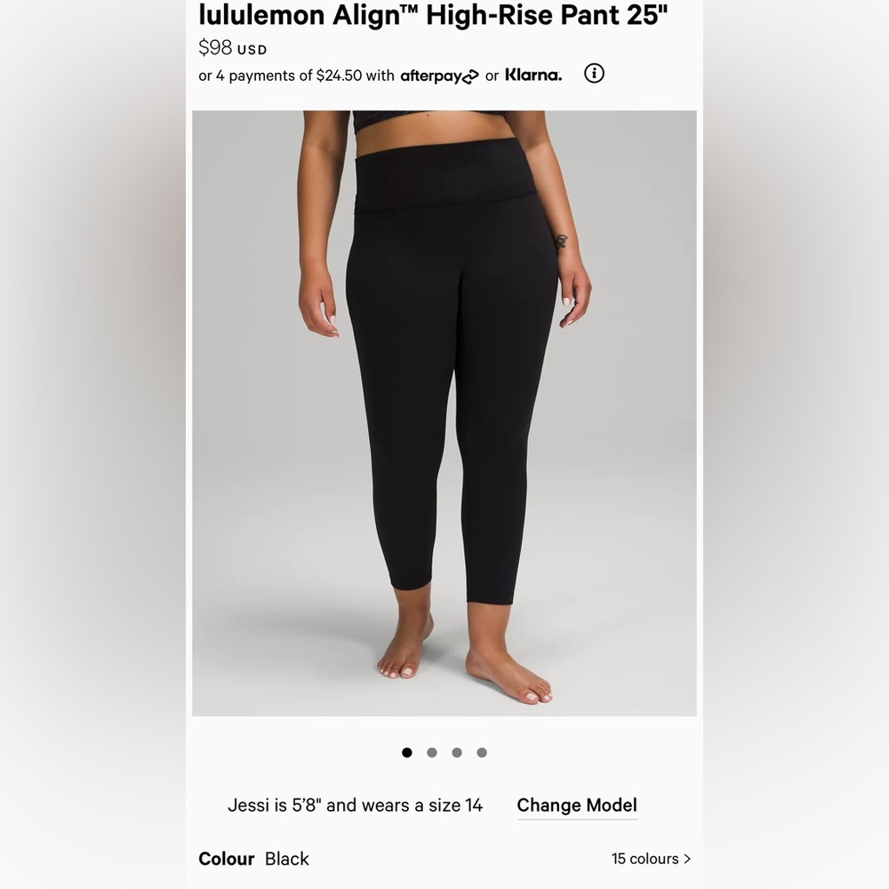 lululemon Align High Rise Pant 25” - size 0 black leggings. New in bag with tags